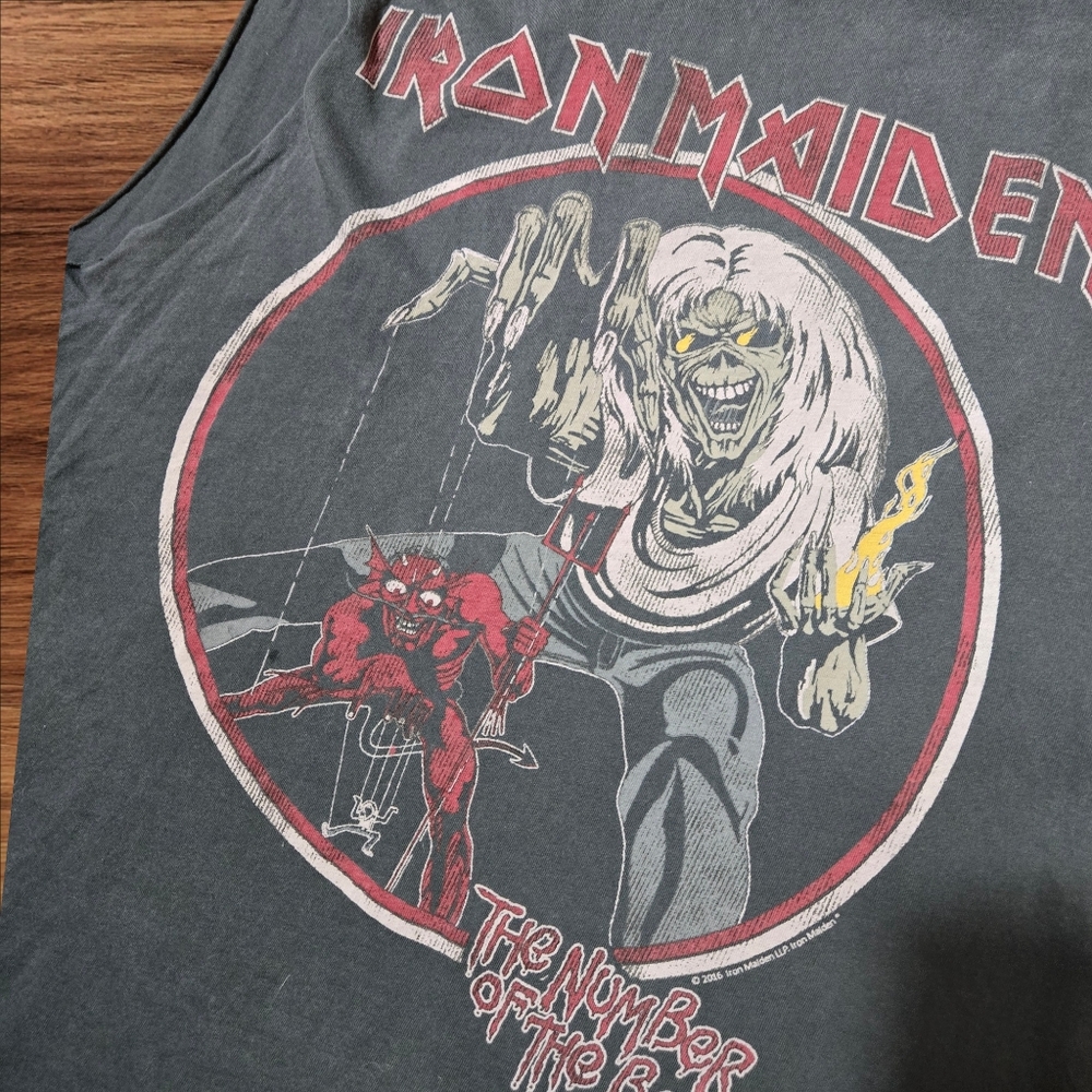Divided Washed Black Iron Maiden Tank Top - Picture 2 of 5